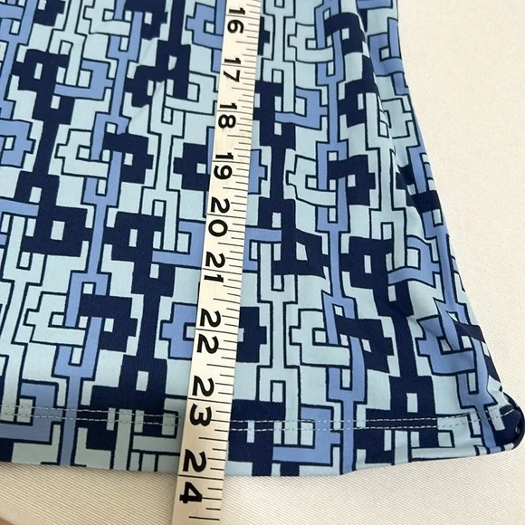 J.cMLAUGLIN GEOMETRIC BLOUSE WOMEN STRETCHY ELBOW SLEEVE BLUE Sz LARGE - Picture 8 of 12